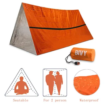 1-2 Kişi Acil Barınak Survival Bivy Tüp Çadır Kiti Termal Battaniye SOS Uyku Tulumu Su Geçirmez Survival Ekipmanları Edc Mini