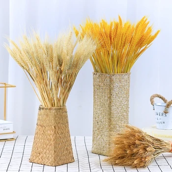 50 Adet Kuru Altın Doğal Buğday Kulakları Buket yapay çiçekler için Uygun DIY Tasarım Ev Masa Düğün Parti Süslemeleri
