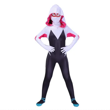 Gwen Örümcek Süper Kahraman Kostüm Stacy Cosplay Anime Çocuk Kız Tulumlar Karnaval Cadılar Bayramı Kostümleri Çocuklar için Zentai Masquerade