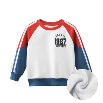 2021 Kış Sonbahar Tişörtü Ceket Çocuk Erkek Kız Numarası Mektup Baskı Elbise Çocuk Kabartmak Spor Rahat Kazak 2206