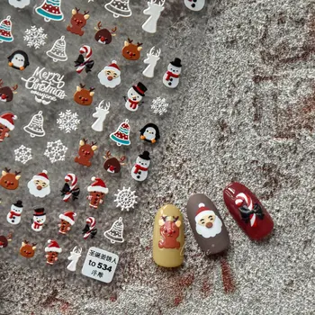 Merry Christmas 5D Çivi Sticker Kar Tanesi Elk Noel Ağaçları Kardan Adam Kendinden Yapışkanlı Kaydırıcılar Kış DIY Nail Art Dekorasyon Çıkartmaları