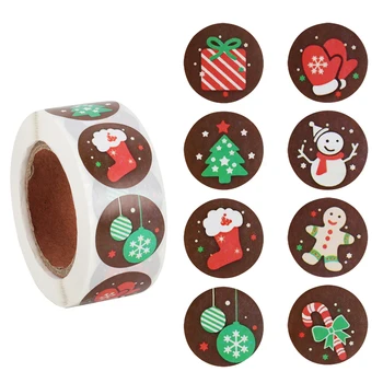 500 adet / rulo Noel Çıkartmaları Noel Hediyesi Sızdırmazlık Etiketleri Teşekkür ederim Noel Ağacı Tasarım Günlüğü Scrapbooking Çıkartmaları Navidad noel