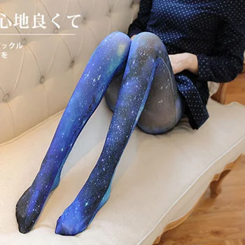 Yeni Kadın Tayt Vintage Harajuku Dövme Galaxy Evren Külotlu Kadın Fantezi Çorap Medias Parti Pantolon Kadınlar İçin külotlu çorap
