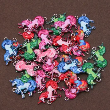 6 adet karışık renk Emaye damla şanslı hayvan unicorn bilezik konektörü kadın kızlar DIY takı yapımı bilezik aksesuarları toptan