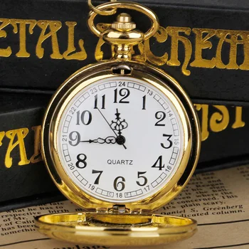Altın Pürüzsüz Çevirme Kuvars cep saati Kolye Zinciri İle Zarif Küçük Saat Kolye Erkekler Kadınlar İçin reloj de bolsillo