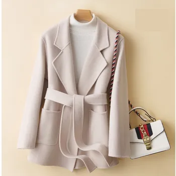 100 % Yün Ceket kadın Mont ve Ceketler için Yüksek Kaliteli kış giysileri Çift yüzlü kadife kış ceket zarif boyutu S M-XL