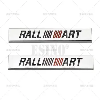 2 x Araba Styling 3D Ralliart Metal Krom Çinko Alaşım Amblem Vücut Rozeti Sticker Çıkartma Yapışkanlı Rozet Mitsubishi Lancer EX EVO