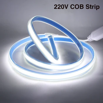 AC 220V COB LED Şerit IP67 Su Geçirmez Yüksek Yoğunluklu CRI 90 3000K 4000K 6000K Esnek Şerit Halat LED ışık Açık Dekor İçin