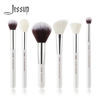 Jessup 6 adet Inci Beyaz / Gümüş Profesyonel Makyaj Fırça Setleri makyaj Fırça Güzellik Araçları Tampon Boya Yanak Vurgulamak toz