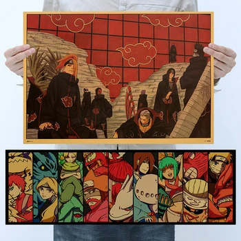 Anime Naruto Akatsuki Rakamlar Vintage Posterler Odası Duvar Karikatür Dekorasyon Hitachi Posteri Çıkartmalar Oyuncaklar Çocuk Hediyeler için