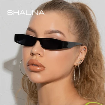 SHAUNA Retro Küçük Dikdörtgen Güneş Gözlüğü Kadın Moda Leopar Çay Degrade Gözlük Shades UV400 Erkekler Trend güneş gözlüğü