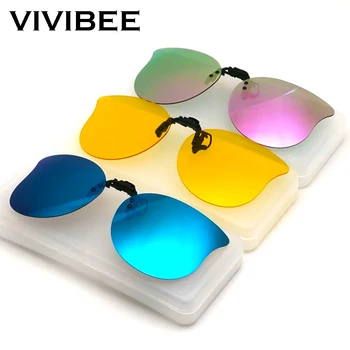 VIVIBEE Kedi Göz Stil Kadın Klip Polarize Gece sürüş gözlükleri Sarı UV400 Balıkçılık Kadın Güneş Gözlüğü Miyop