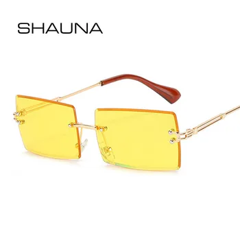 SHAUNA 19 Renkler Moda Çerçevesiz Dikdörtgen Kadın Güneş Gözlüğü Degrade güneş gözlüğü Shades Erkekler UV400