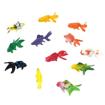 12 Adet / takım Yumuşak PVC Goldfishes Modelleri Epoksi Dolgu Malzemesi Kristal Okyanus Reçine 3D Mini Balık Modelleme Dolgu