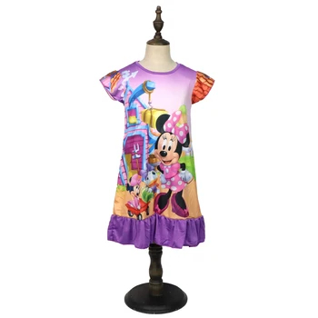 2021 Disney Prenses Kız Elbise Yaz Çocuk Giysileri çocuk pijamaları doğum günü elbiseleri Rahat Kostüm Minnie Mouse Mickey 3 8 Y