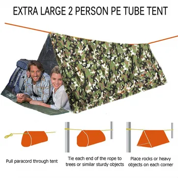 2-4 Kişi Mylar Acil Tüp Çadır Barınak Survival Çadır Hafif Su Geçirmez Termal acil durum battaniyesi Kamp Yürüyüş için