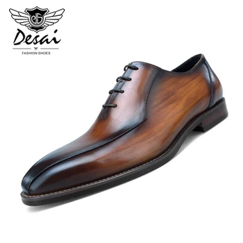 Erkek Yeni İş Elbise Ayakkabı resmi giysi Hakiki deri ayakkabı Erkekler El Yapımı Dantel-up Oxfords Ayakkabı Erkekler için