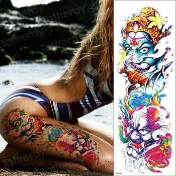 büyük kol kol dövme su geçirmez seksi dövme kadın geçici dövmeler bacak balık su renk dövme etiket çıkarılabilir vücut sanatı