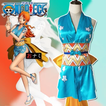 Yeni Anime Cosplay Tek Parça Nami Cosplay Kostümleri Kolsuz Giyim Yan Yarık Mini Etek Büyük papyon Kadınlar Fantezi Parti Elbisesi