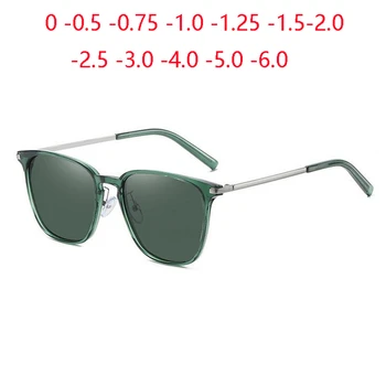 Koyu Yeşil Lens Eksi Özelleştirilmiş Güneş Gözlüğü Kadın Polarize Anti-UV Erkekler Kısa görüş Gözlük Reçete 0 -0.5 -0.75 To -6.0