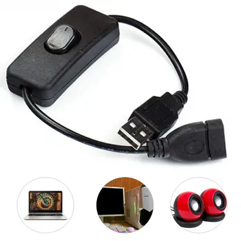 28cm Siyah USB kablosu Erkek Kadın Anahtarı ile ON / OFF Kablo Uzatma Geçiş USB Lamba USB Fan Güç Hattı