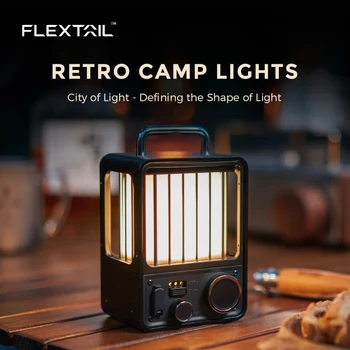 Flextailgear Retro açık kamp lambası taşınabilir Villa fener şarj edilebilir Vintage fotoğraf sahne açık kamp ışıkları