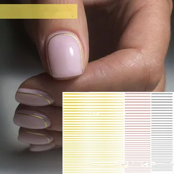 2022 Yeni Gül Altın Gümüş 3D Tırnak Sticker Eğrisi Şerit Hatları Çivi Çıkartmalar Yapışkanlı Şerit Bant Nail Art Etiketler Çıkartmaları