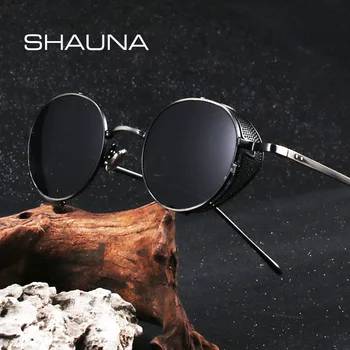 SHAUNA Retro Metal Punk güneş gözlüğü kadın Ins popüler moda erkekler küçük yuvarlak optik gözlük çerçevesi Anti-mavi ışık
