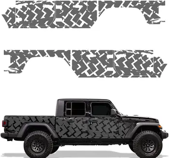 Fabrika El Sanatları Yan Grafik Kiti 3 M Vinil Çıkartması Wrap Arabalar ile Uyumlu - Lastik Tracks Gri