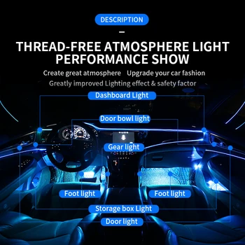 HOLYWOOT Araba Ortam ışıklar Şerit RGB Neon İç dekoratif lamba APP Bluetooth Kontrol dişsiz Kablosuz ayak ışık