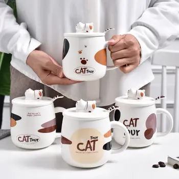 Yaratıcı Sevimli kedi Kupalar, Kahve Kupa Yaratıcı Fincan Kahve Süt çay fincanları, Seramik Kahve porselen çay bardağı Hediye