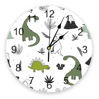 Modern duvar saati Dinozor Karikatür Kawaii PVC Duvar saat ev dekoru Yatak Odası Sessiz Oclock İzle Duvar Oturma Odası için