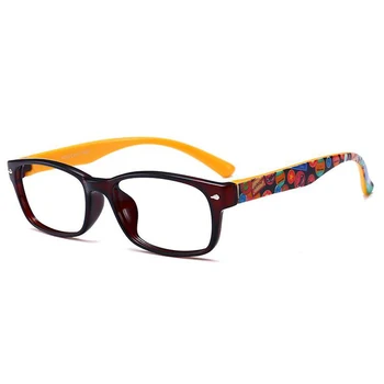 Bitmiş Kadın Erkek Kısa Sight Gözlük Baskı Desen Mavi Kırmızı Sarı Çerçeve Miyopi Gözlük-1.0-1.5-2.0-2.5-3.0-3.5-4.0