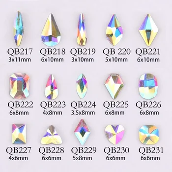 20 adet Kristaller Tırnak Elmas Taş Strass AB Cam Rhinestones 3D Çivi Sanat Süslemeleri Malzemeleri Takı QB217-246A
