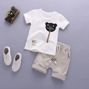 Perakende çocuk Giyim T-shirt ve Şort çocuğun Set Yaz Erkek Bebek 2 Parça Setleri