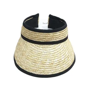 Kadın Açık Rahat Doğal buğday Hasır şapka vizör kapağı Güneş Koruyucu Koruma şapkaları Tatil Plaj