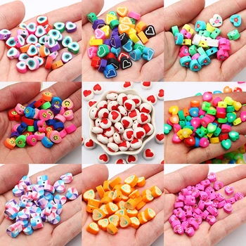 Düz Aşk Kalp 20 adet Renkli polimer kil boncuklar dağınık boncuklar Takı Yapımı İçin DIY Anahtarlık Küpe Bilezik Kolye Malzemeleri