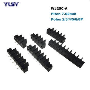 5 Adet Bariyer PCB Terminal Bloğu Pitch 7.62 mm Morsettiera Düz 2/3/4/5/6 / 8P 25C-A Tel Kablo Konnektör Vida Delikleri 14AWG 15A
