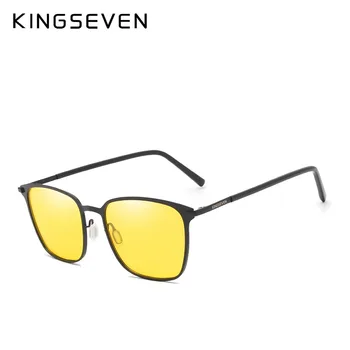KINGSEVEN Gece Görüş Gözlüğü Marka Tasarım Polarize Güneş Gözlüğü Kadın Erkek Sürüş Parlama Önleyici Gözlük Sarı Lens Gözlük