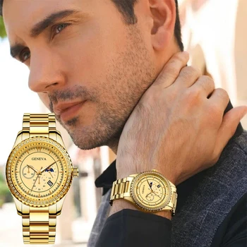 Izle erkekler Marka Lüks İş Saatler Erkek Hediye erkek arkadaşı Altın Paslanmaz çelik izle Moda Saat Üst Erkekler kuvars kol saatleri