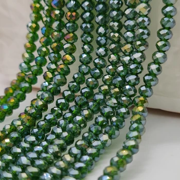 2 3 4 6 8mm Koyu Yeşil Çek Cam Faceted kristal boncuklar Yuvarlak Spacer dağınık boncuklar Takı Yapımı için Aksesuarları Bilezik DIY