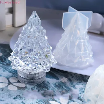 Kristal Epoksi Reçine Kalıp Noel Kalıp Dıy El Yapımı Renkli Gece Lambası 3D Noel Ağacı silikon kalıp Kek Dekorasyon Araçları