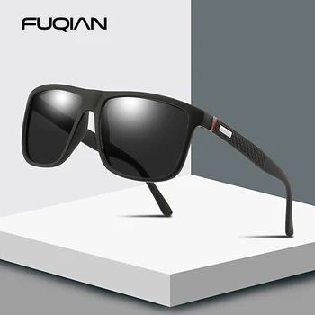 FUQIAN Lüks Güneş Gözlüğü Erkekler Polarize Moda Tasarım Kare Plastik güneş gözlüğü Sürüş Sunglass UV400 Oculos