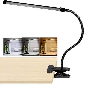 Mini 8W LED klips Lamba masa ışığı 3 Modları ile 2M Kablo Dimmer 10 Seviyeleri Kelepçe masa lambaları Ayarlanabilir Kitap Okuma İşığı Lambası