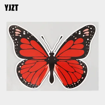 YJZT 14.1 CM×10.1 CM Karikatür Kırmızı Kelebek Süslemeleri Çıkartması PVC Araba Sticker 11C-0785