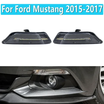 Ford Mustang 2015 için 2016 2017 Araba LED DRL gündüz çalışan far Dönüş sinyal ışığı Beyaz ve sarı dönüş ışığı Akan