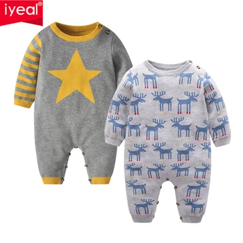IYEAL Yenidoğan Bebek Unisex Pamuk Örme Romper Çocuk Erkek Kız Bebek Tulum Yeni Moda Yürümeye Başlayan Tulum Bebek Giysileri 3-18M