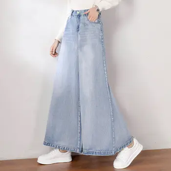 Kore Moda Jean Şalvar Kot Kadın Geniş Bacak Pantolon Yüksek Belli Pantolon Vintage Giyim Kadın Giysileri Streetwear Y2k Pantolon