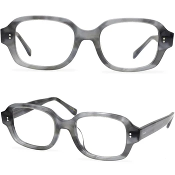 Retro Japon tarzı kalın çerçeve kare gözlük çerçeve asetat çizgili düz gözlük