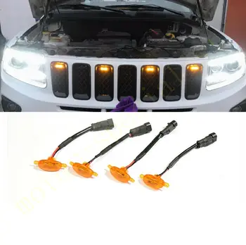 4 adet Fit Jeep Pusula 2011-2021 İçin LED Araba Ön tampon Izgarası LED sarı ışık Raptor Tarzı ışık Kiti Dekor W / Tel Hızlı